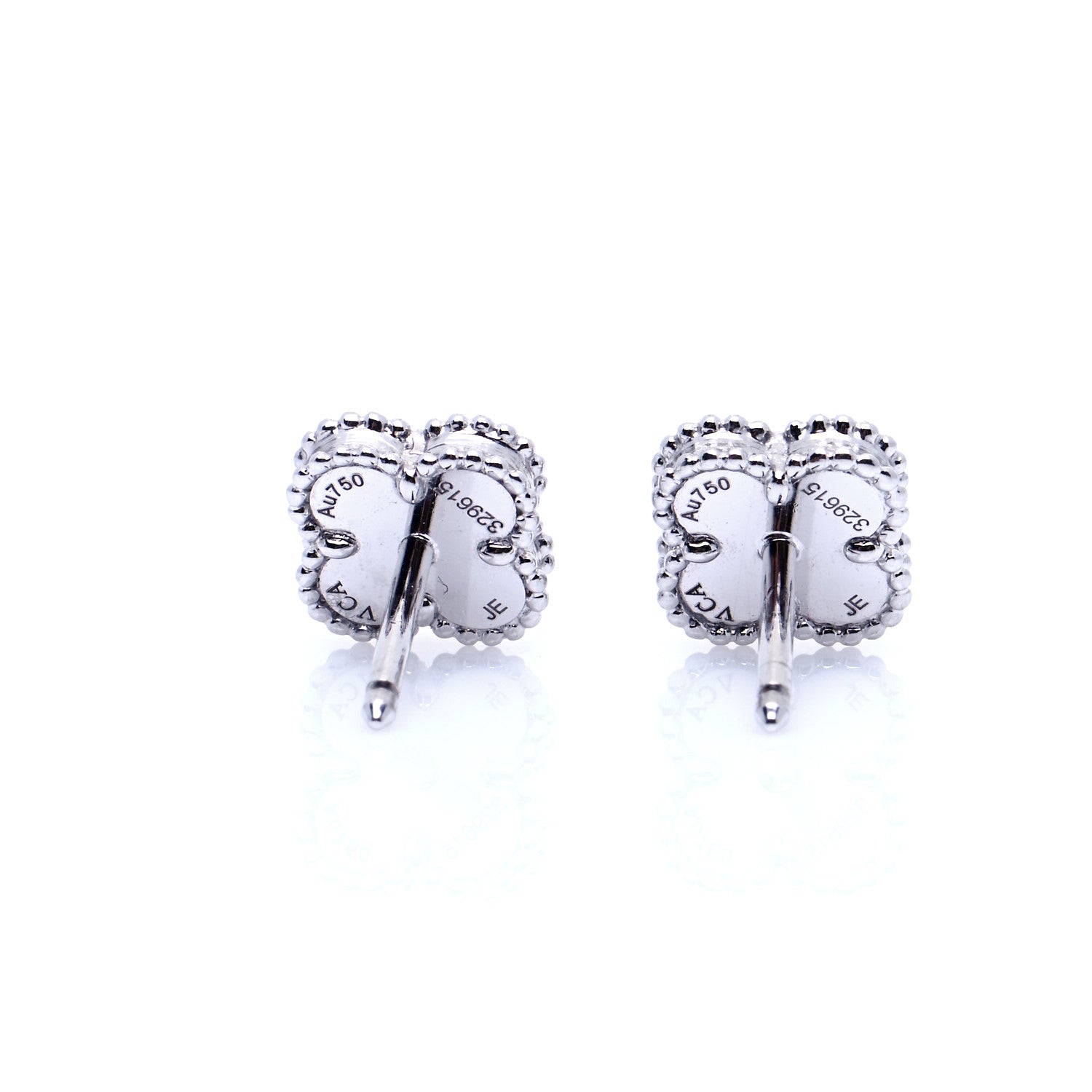 Van Cleef & Arpels 18K White Gold Turquoise Sweet Alhambra Earrings 4 of 5