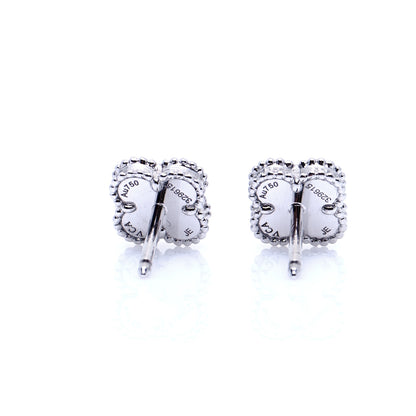 Van Cleef & Arpels 18K White Gold Turquoise Sweet Alhambra Earrings 4 of 5