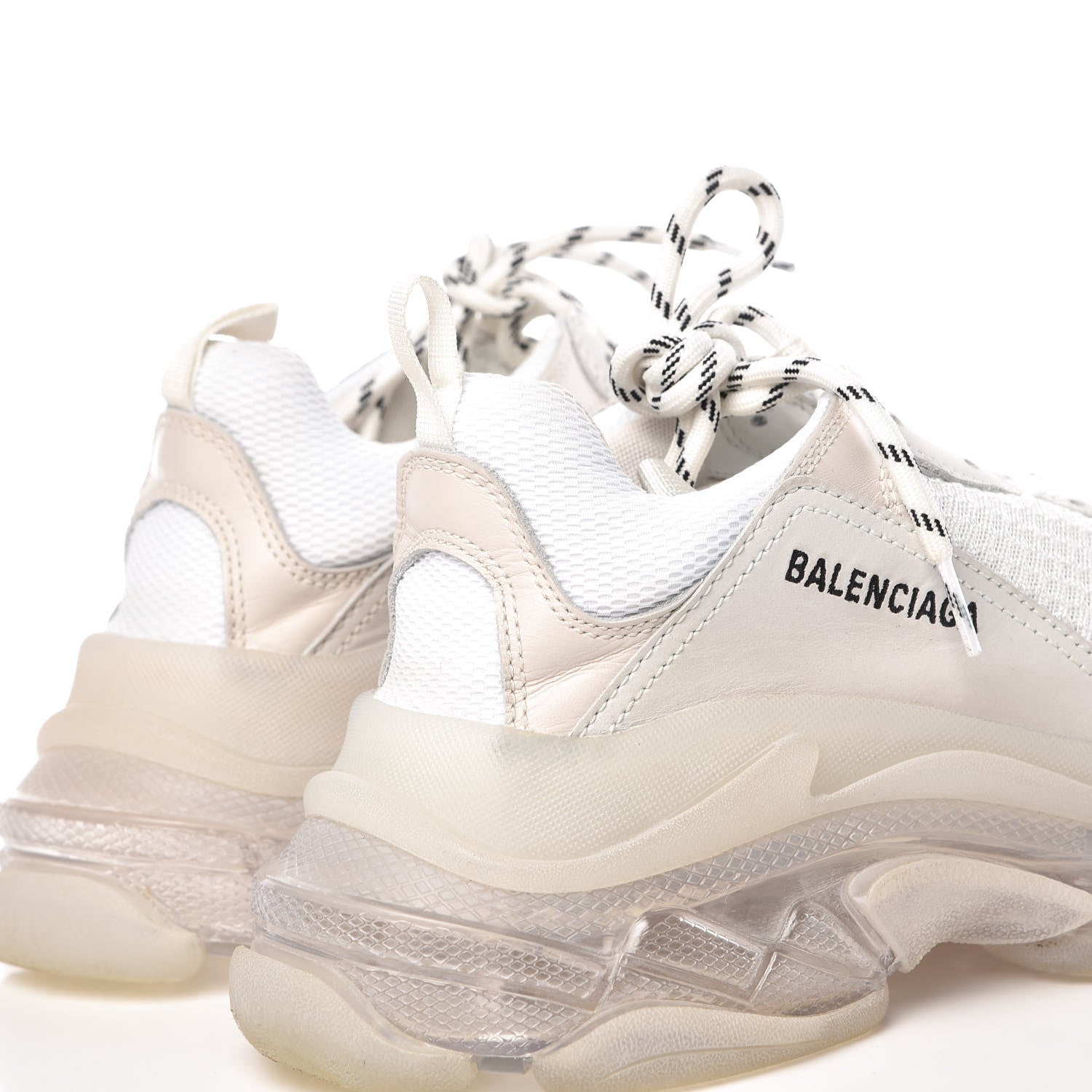 Balenciaga Fabric Mesh Clear Sole Mens Triple S Sneakers 40 White 12 of 15