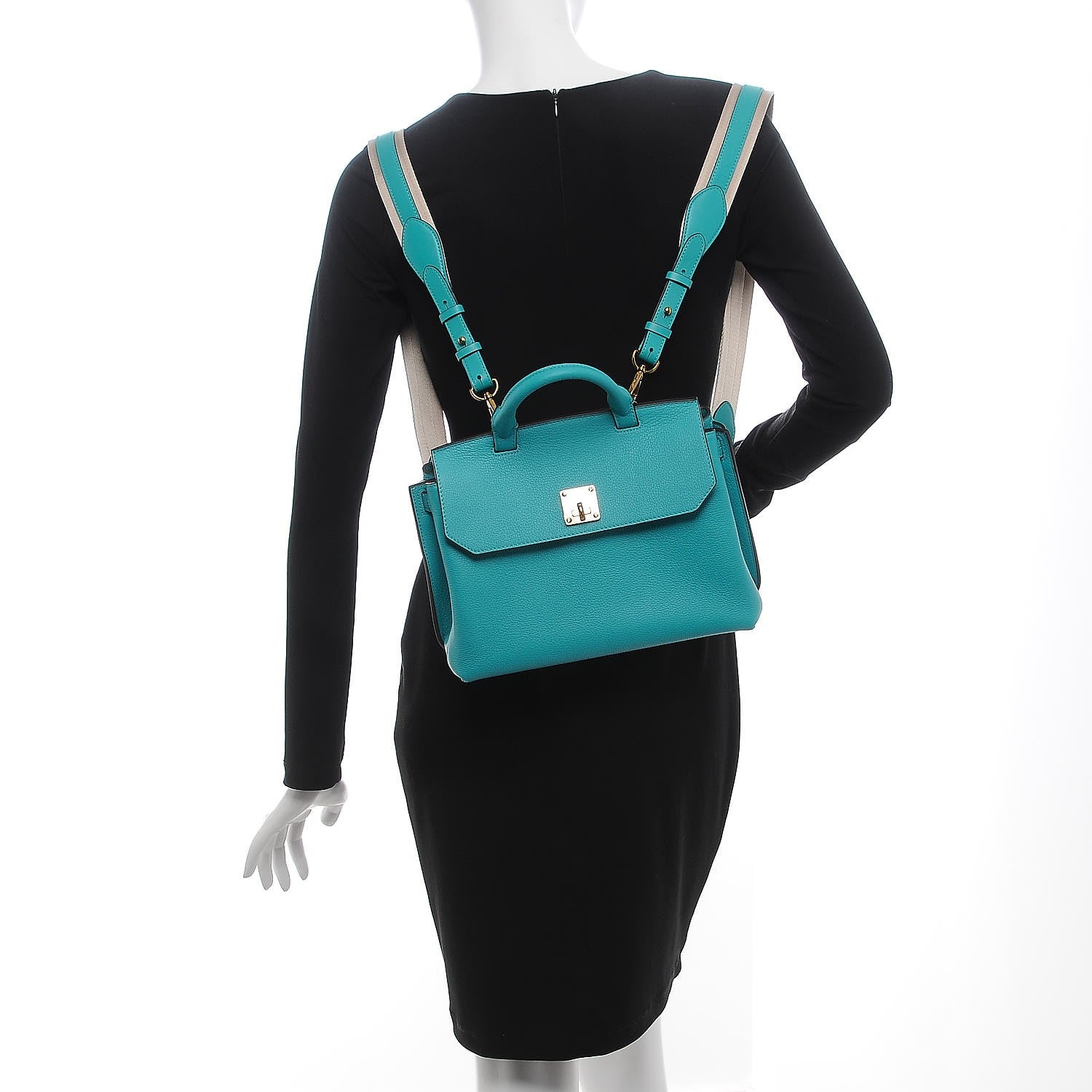 MCM Grained Calfskin Medium Milla Convertible Backpack Oasis Green 2 of 11