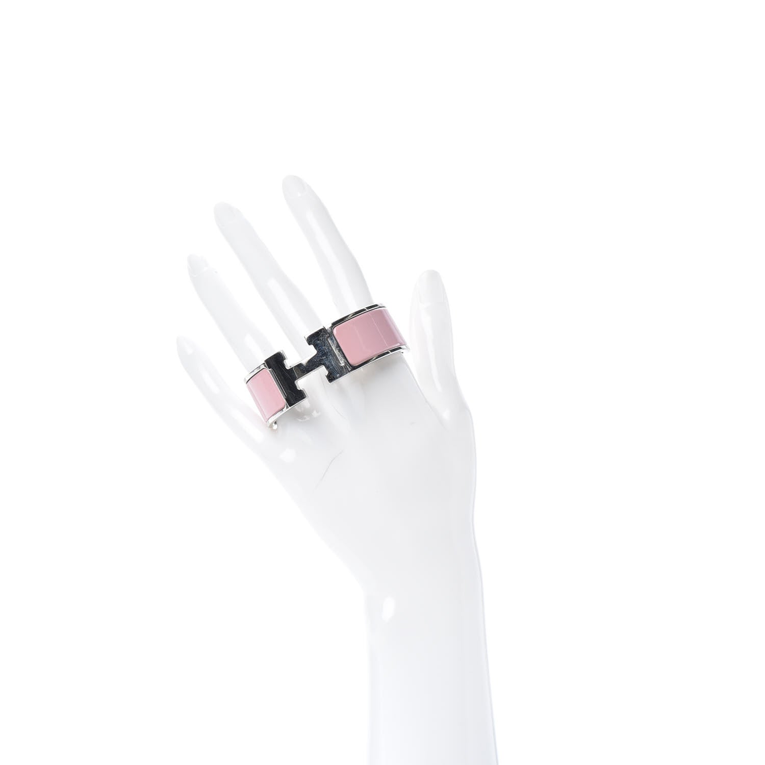 Hermes Enamel Wide Clic Clac H Bracelet PM Rose Dragee 2 of 4