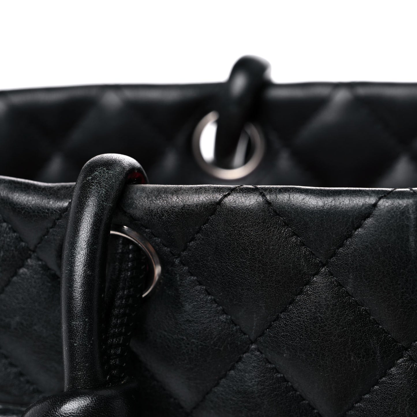 Calfskin Quilted Large Cambon Tote Black