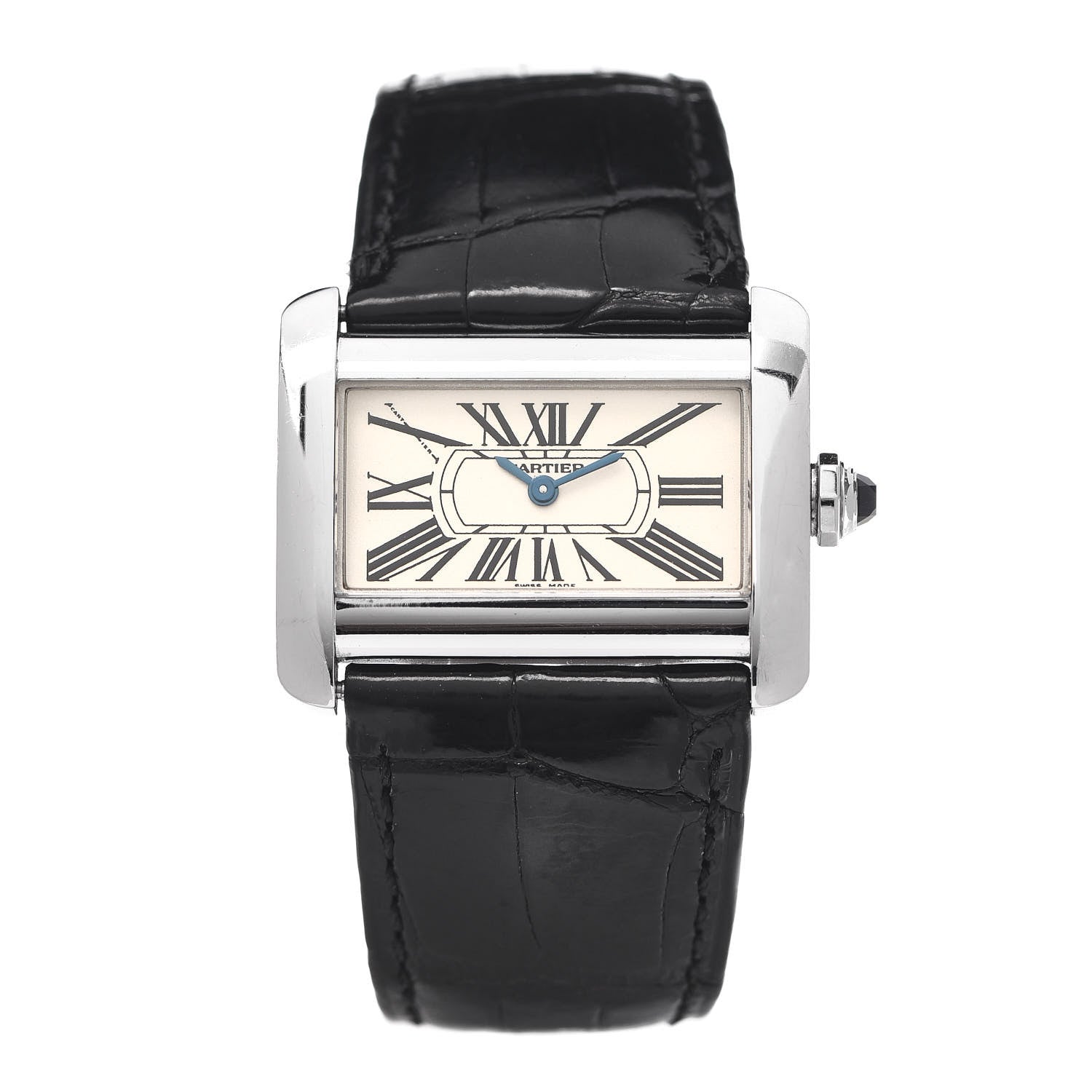 Cartier Stainless Steel Alligator 32mm Tank Divan Quartz Watch 1 of 6