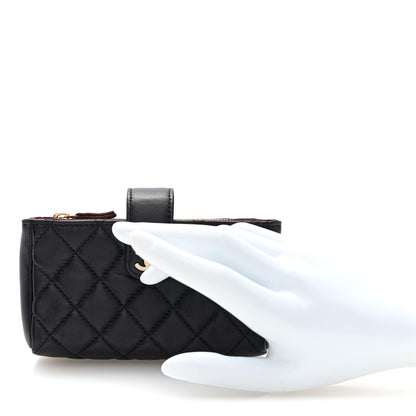 Chanel Lambskin Quilted Mini Phone Holder Clutch Black 2 of 7
