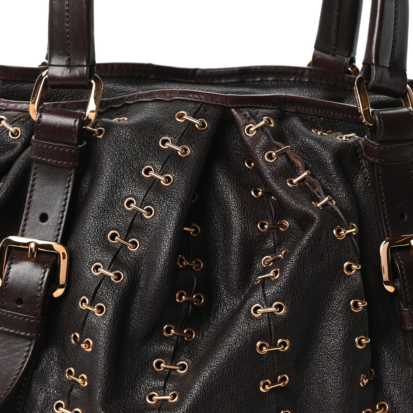 Calfskin Metal Stitch Lowry Chocolate Brown