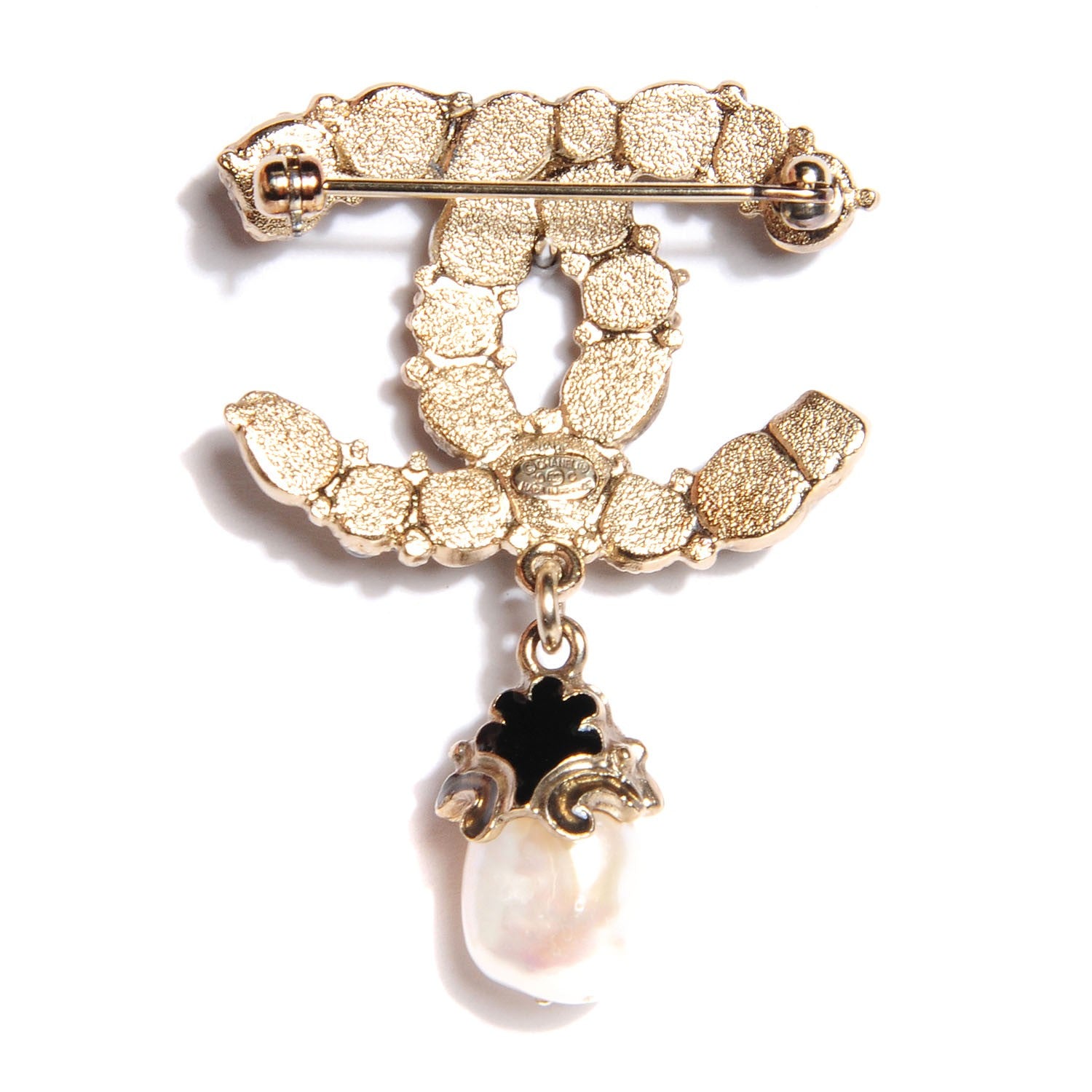 Chanel Glass Pearl CC Brooch Black 3 of 4