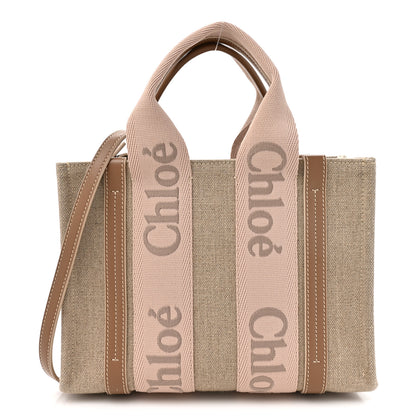 Chloe Cotton Calfskin Small Woody Ribbon Tote With Strap Blushy Beige 2 of 21