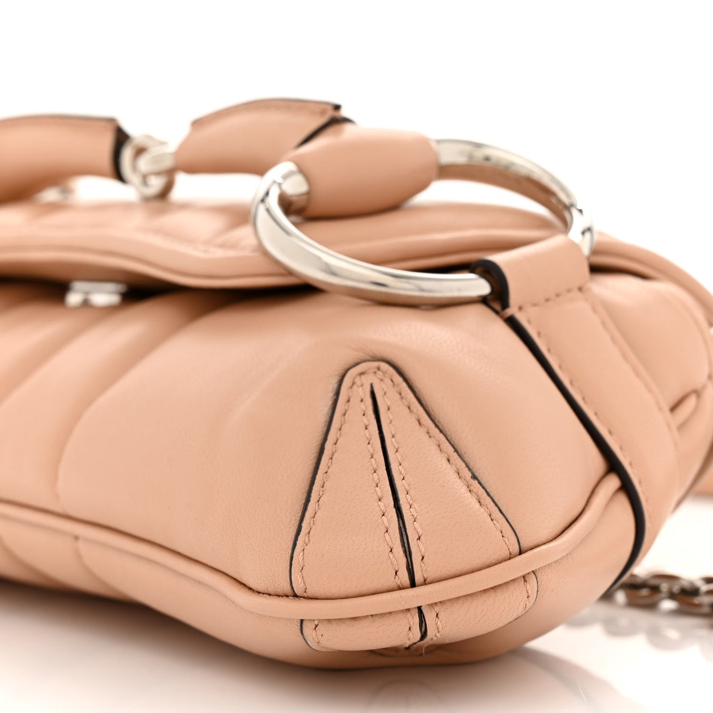 Nappa Vertical Matelasse Small Maxi Horsebit Chain Shoulder Bag Beige