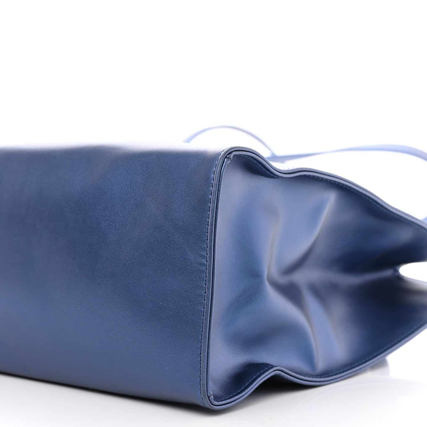 Metallic Vegan Leather Medium Shopping Bag Cobalt