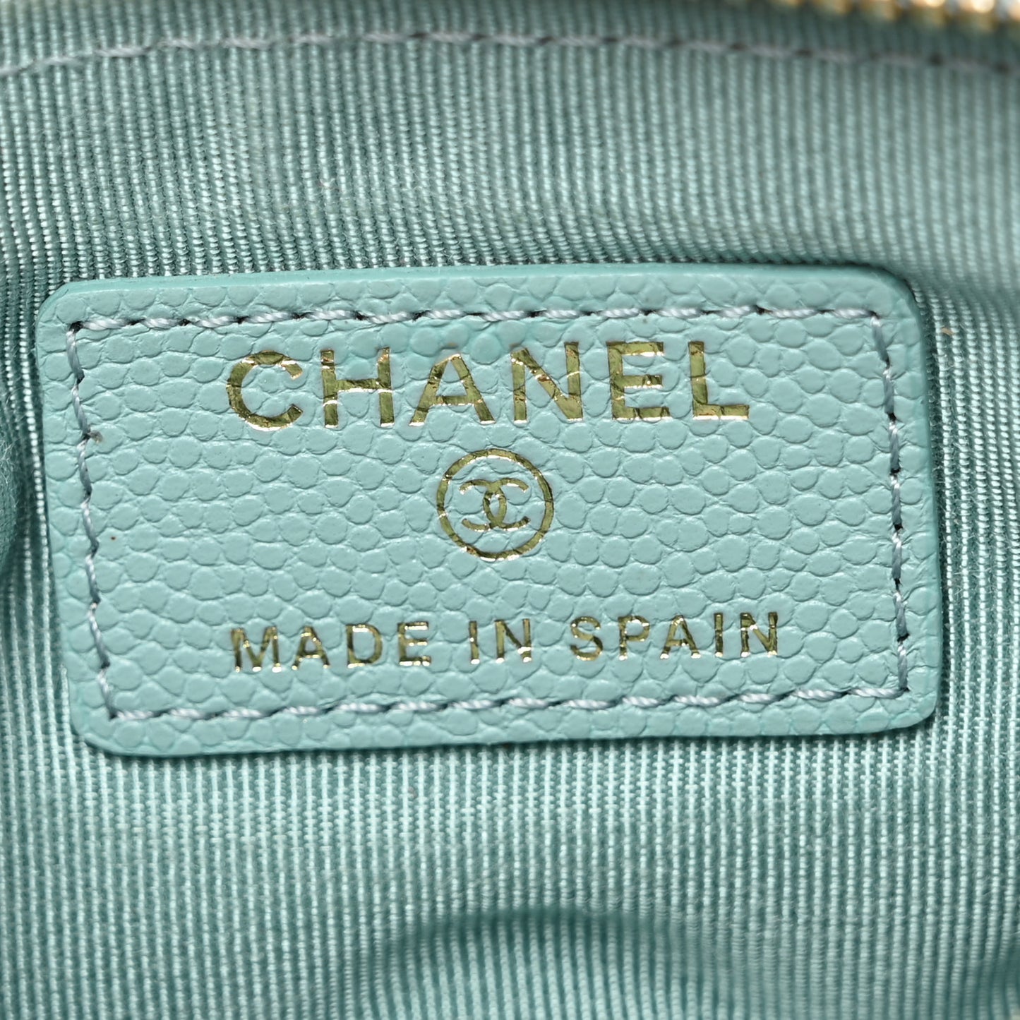 Caviar Quilted Small Cosmetic Case Light Blue