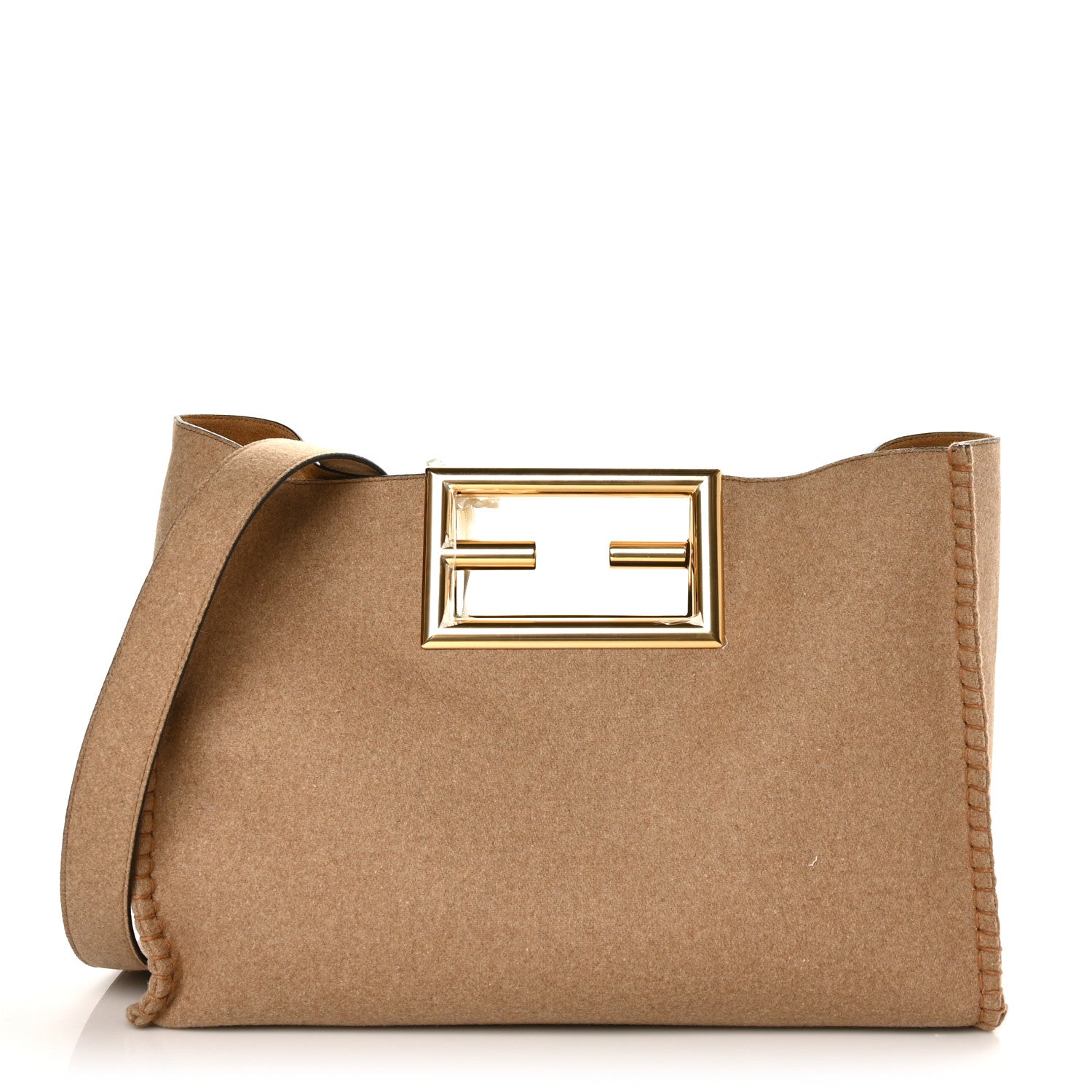 Fendi Melange Flannel Medium Fendi Way Tote Camel 1 of 6