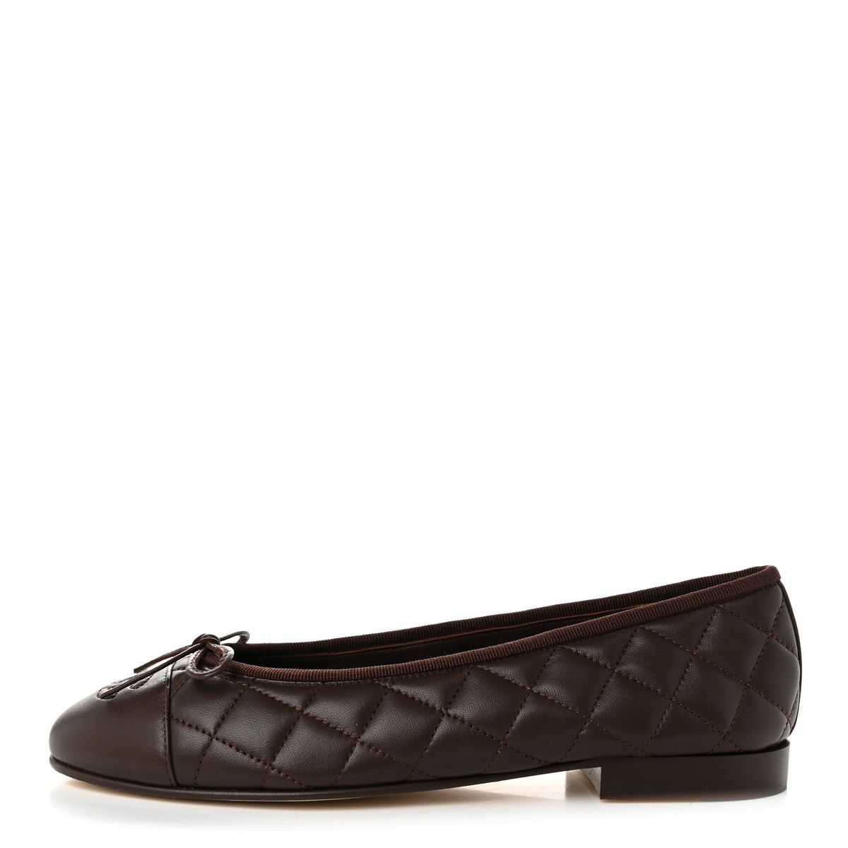 Chanel Lambskin Quilted CC Cap Toe Ballerina Flats 36.5 Chocolate 1 of 10