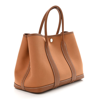 Hermes Toile Militaire Vache Country Verso Garden Party 30 TPM Gold Dune Magnolia 2 of 10