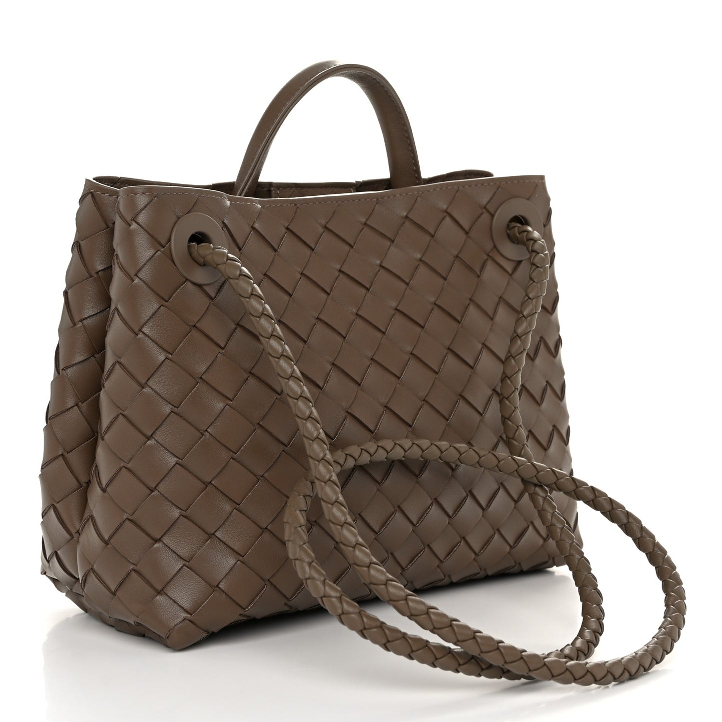 Nappa Intrecciato Small Andiamo Shoulder Bag Taupe Grey