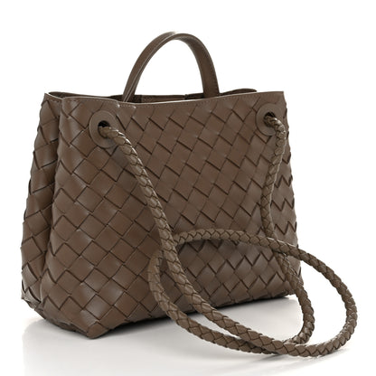 Bottega Veneta Nappa Intrecciato Small Andiamo Shoulder Bag Taupe Grey 3 of 9
