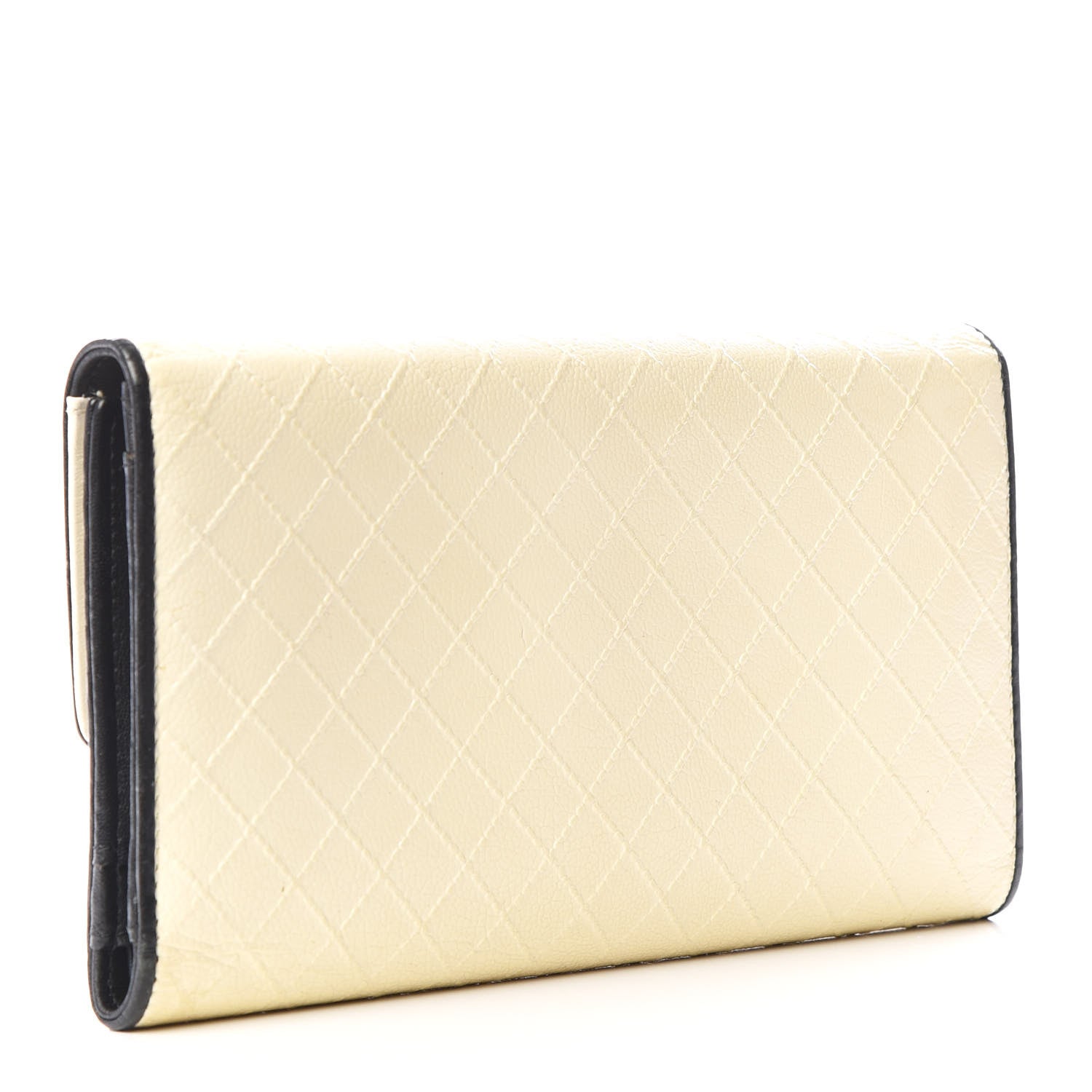 Chanel Calfskin Diamond Embossed Long Flap Wallet White 2 of 9