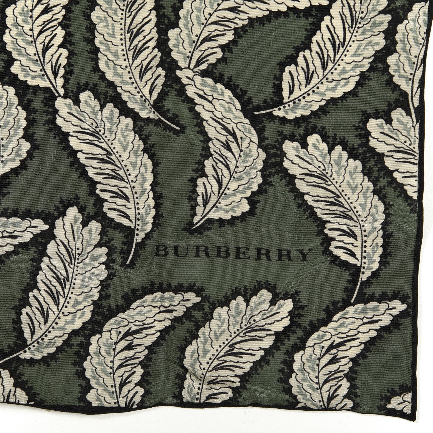 Burberry Silk Leaf Print Scarf Dusty Green 3 of 4