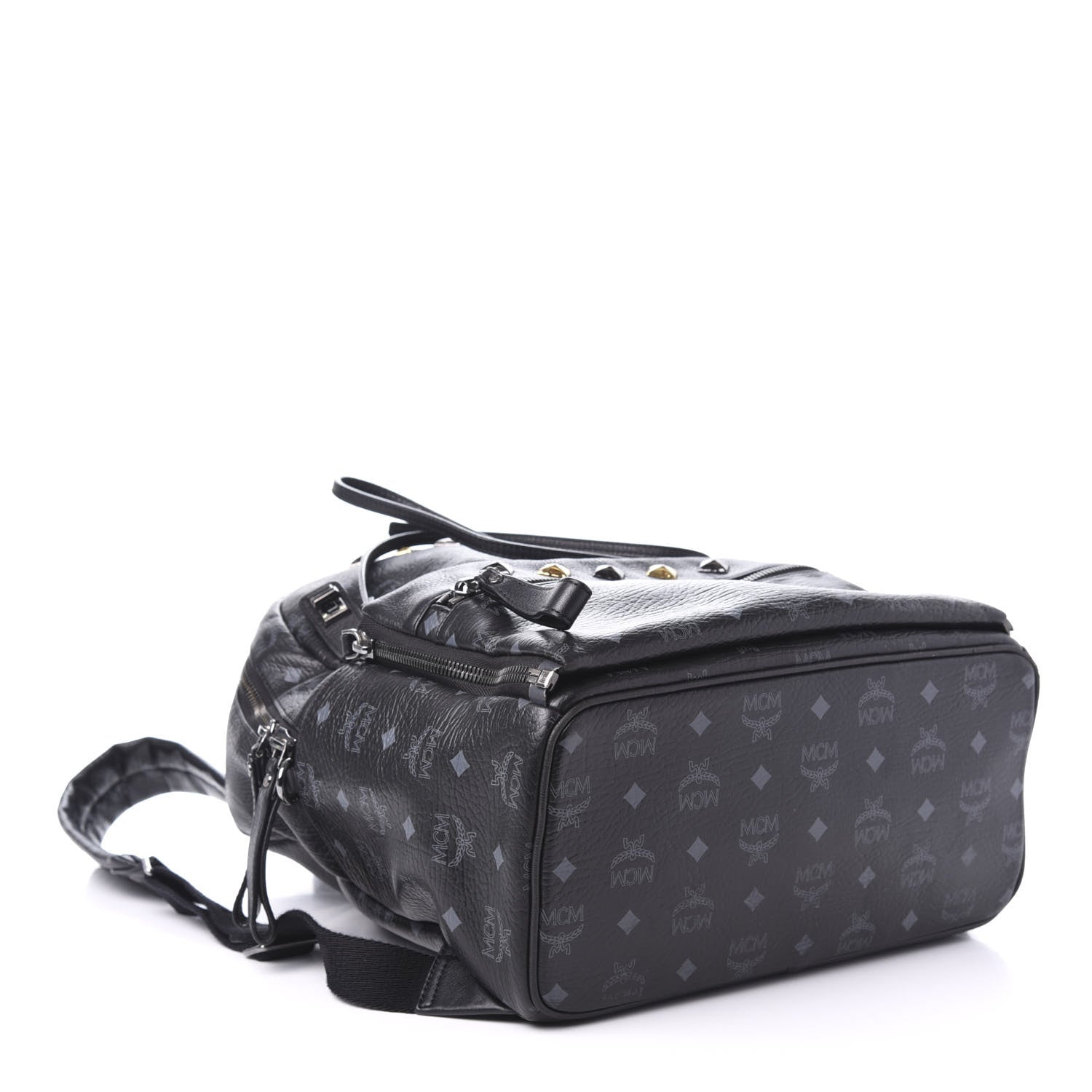 MCM Visetos Medium Studded Dual Stark Backpack Black 3 of 8