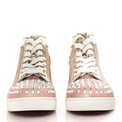 Christian Louboutin Lurex Specchio Suede Spikes Krystal Louis Flat Sneakers 37.5 Nude 2 of 9