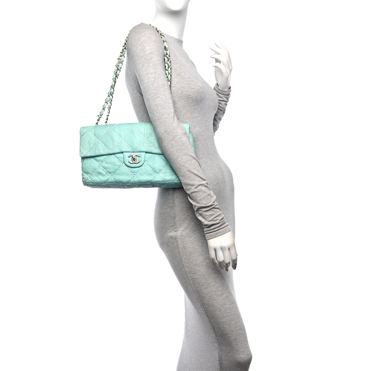 Chanel Snakeskin Ultimate Stitch Flap Light Blue 2 of 12