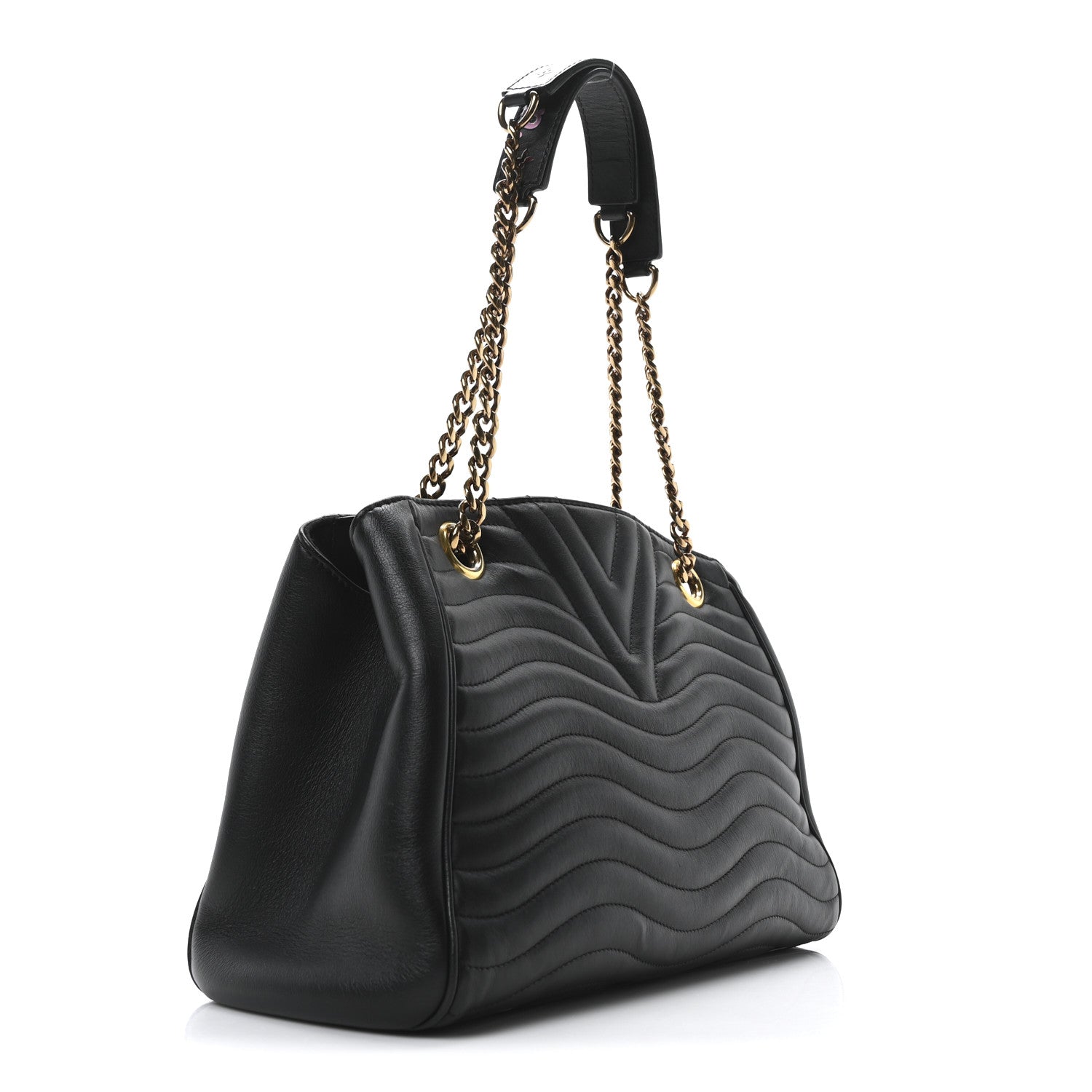Louis Vuitton Calfskin New Wave Chain Tote Black 3 of 9
