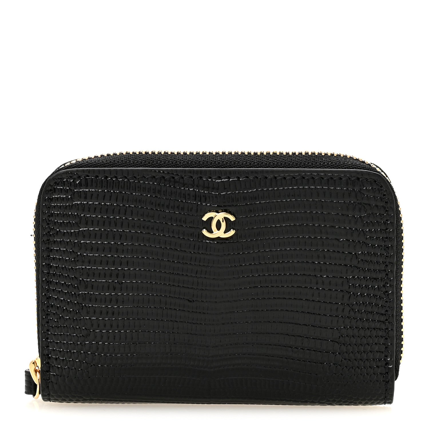 Chanel Calfskin Lizard Embossed Crococo Coin Purse Black 1 of 8