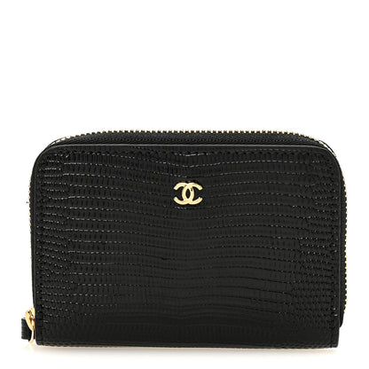 Chanel Calfskin Lizard Embossed Crococo Coin Purse Black 1 of 8