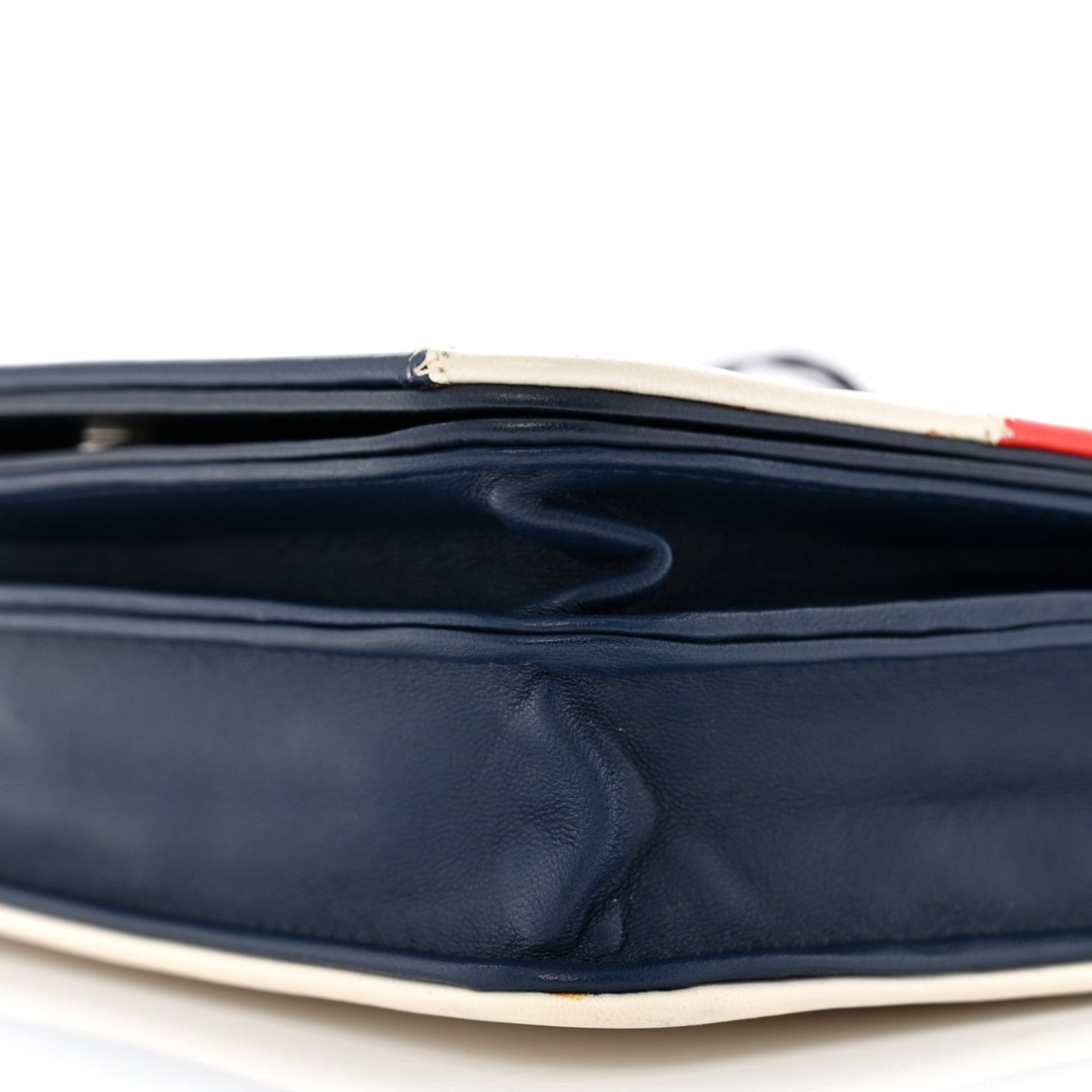 Lambskin Patchwork CC Tassel Crossbody Bag White Blue Red