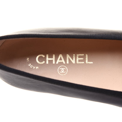 Chanel Lambskin Patent Cap Toe Ballerina Flats 37 Black 6 of 20