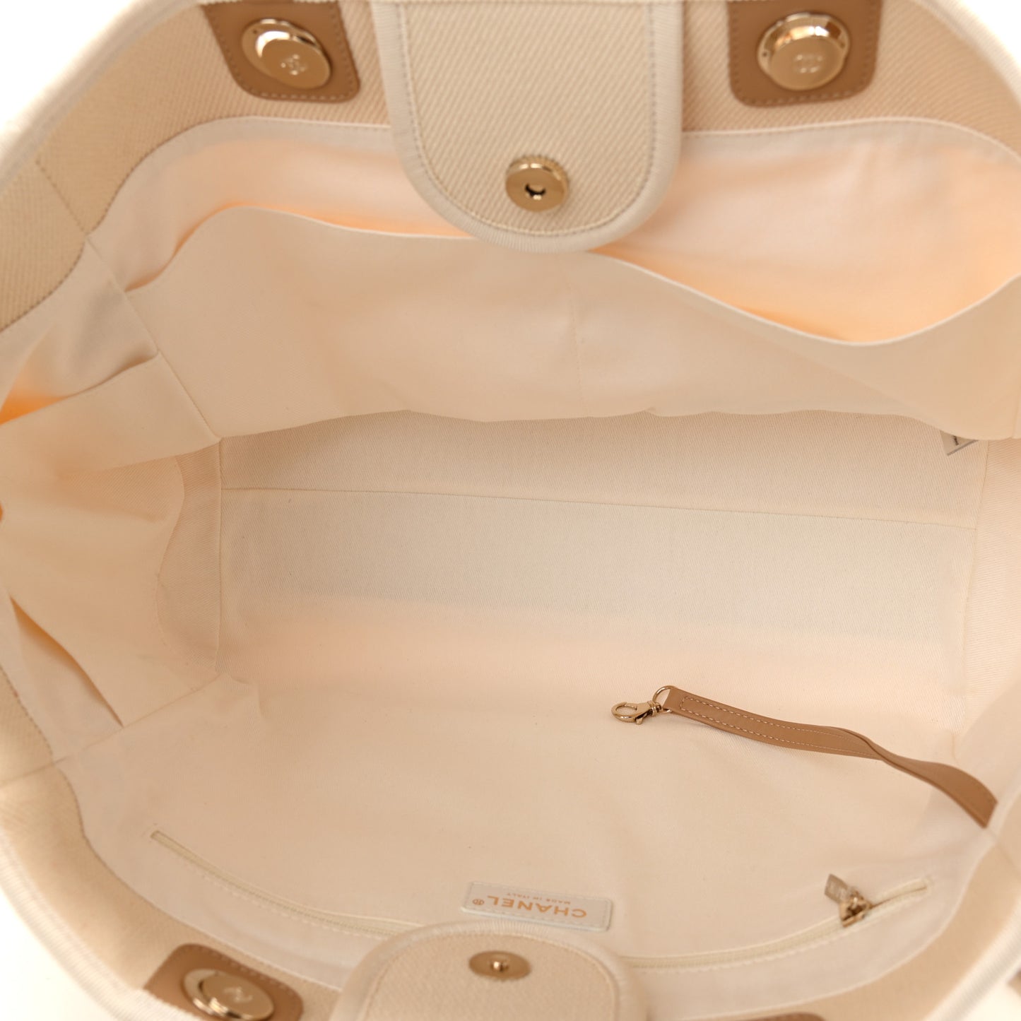 Canvas Pearl Medium Deauville Tote Ecru Beige