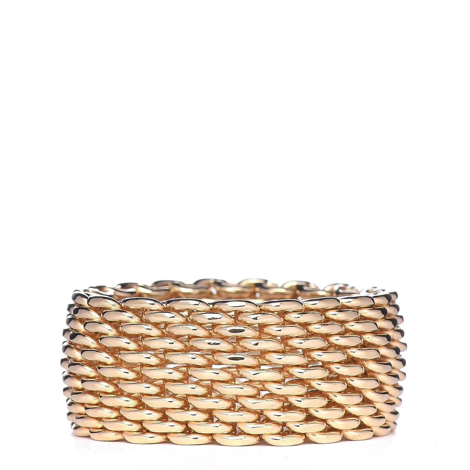 Tiffany 18K Yellow Gold Wide Somerset Mesh Ring 55 7.25 3 of 4