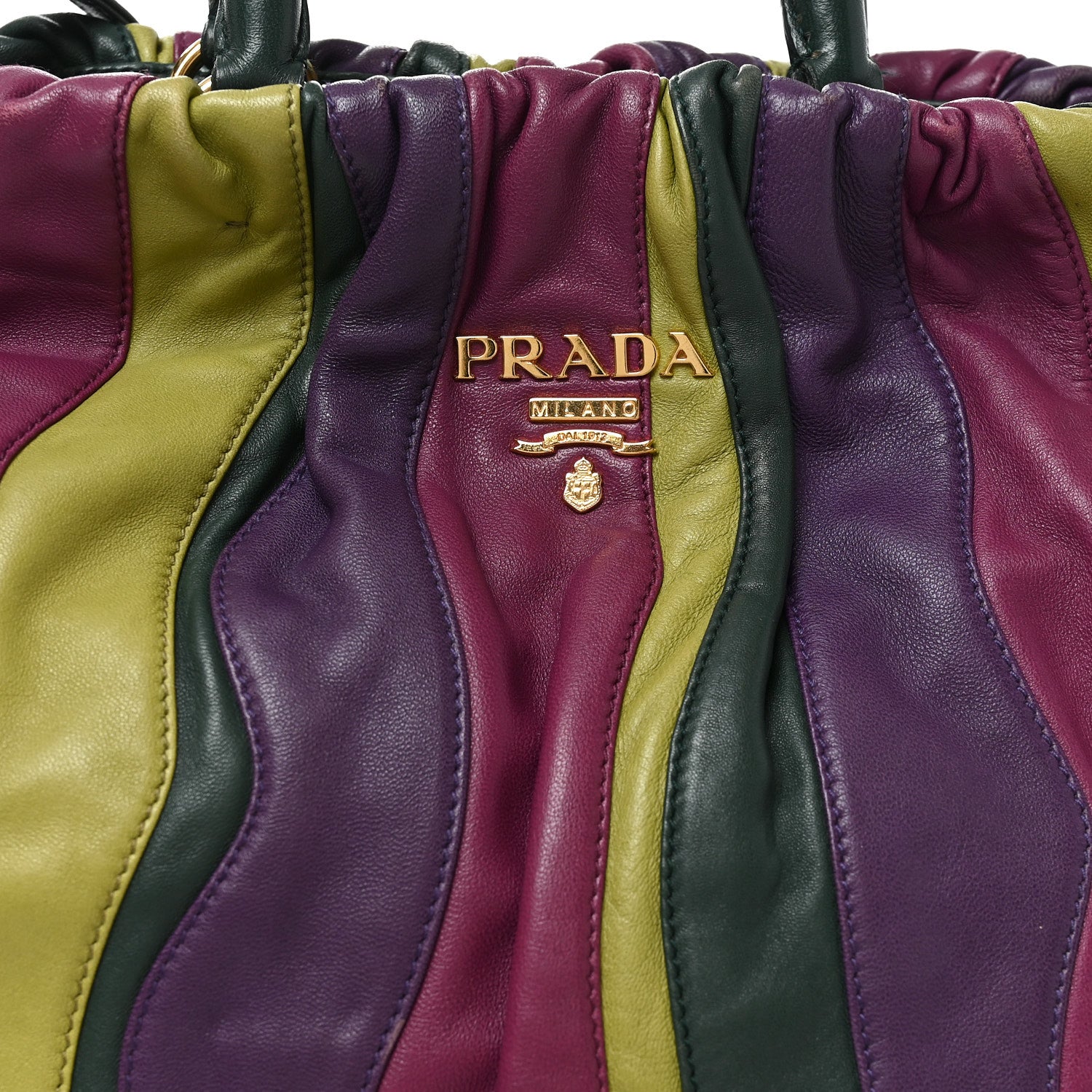 Prada Nappa Trembled Blossoms Stripes Shoulder Bag Viola Alloro 7 of 9