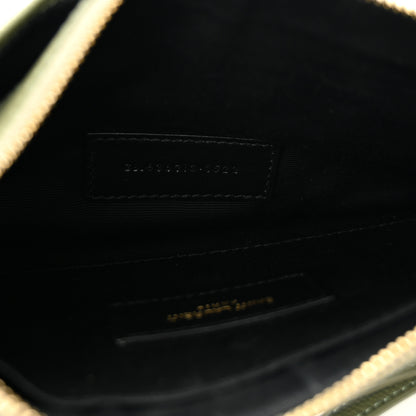 Saint Laurent Grain De Poudre Chevron Monogram Large Bill Pouch Light Sage 5 of 9