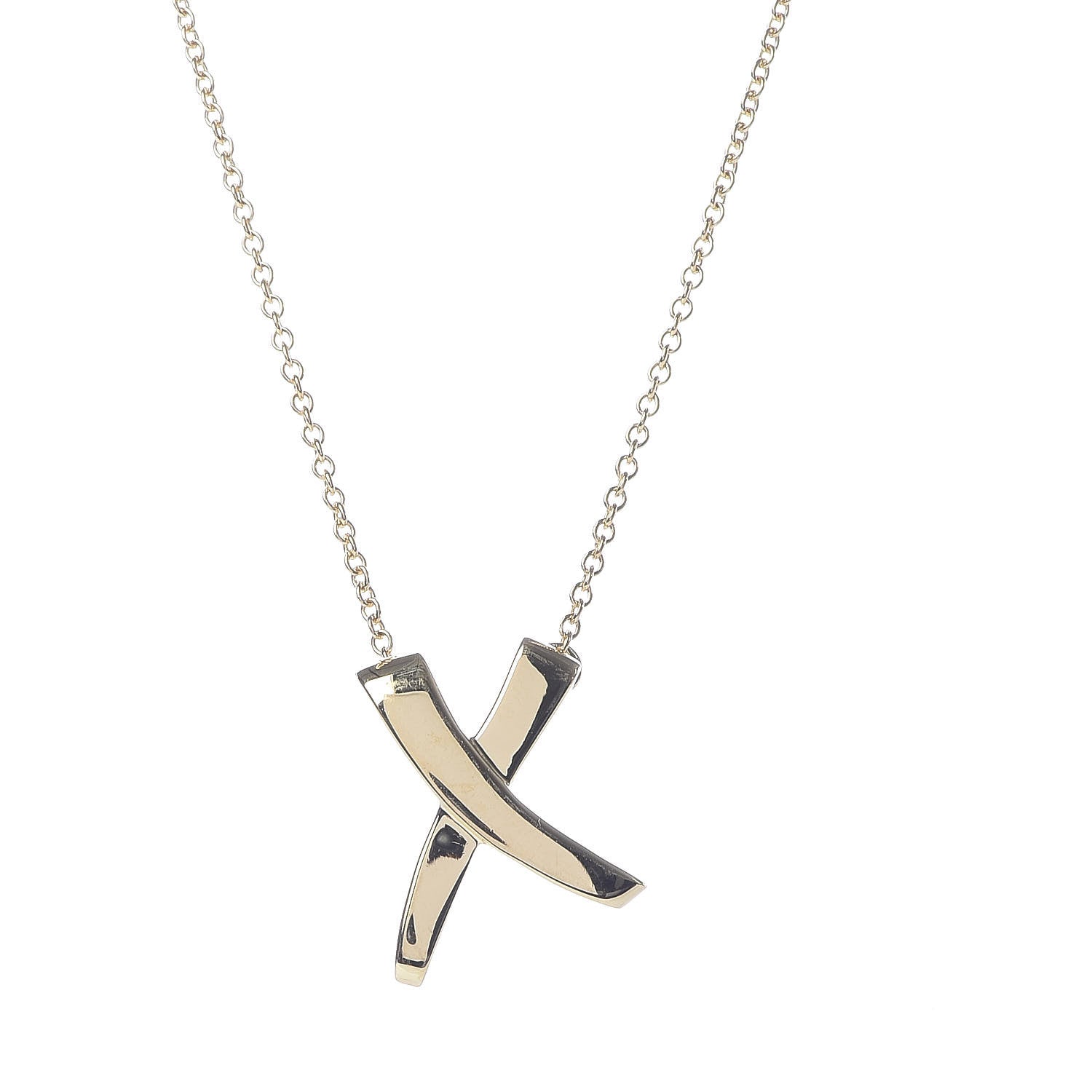 Tiffany 18K Yellow Gold Paloma Picasso Graffiti X Pendant Necklace 4 of 6
