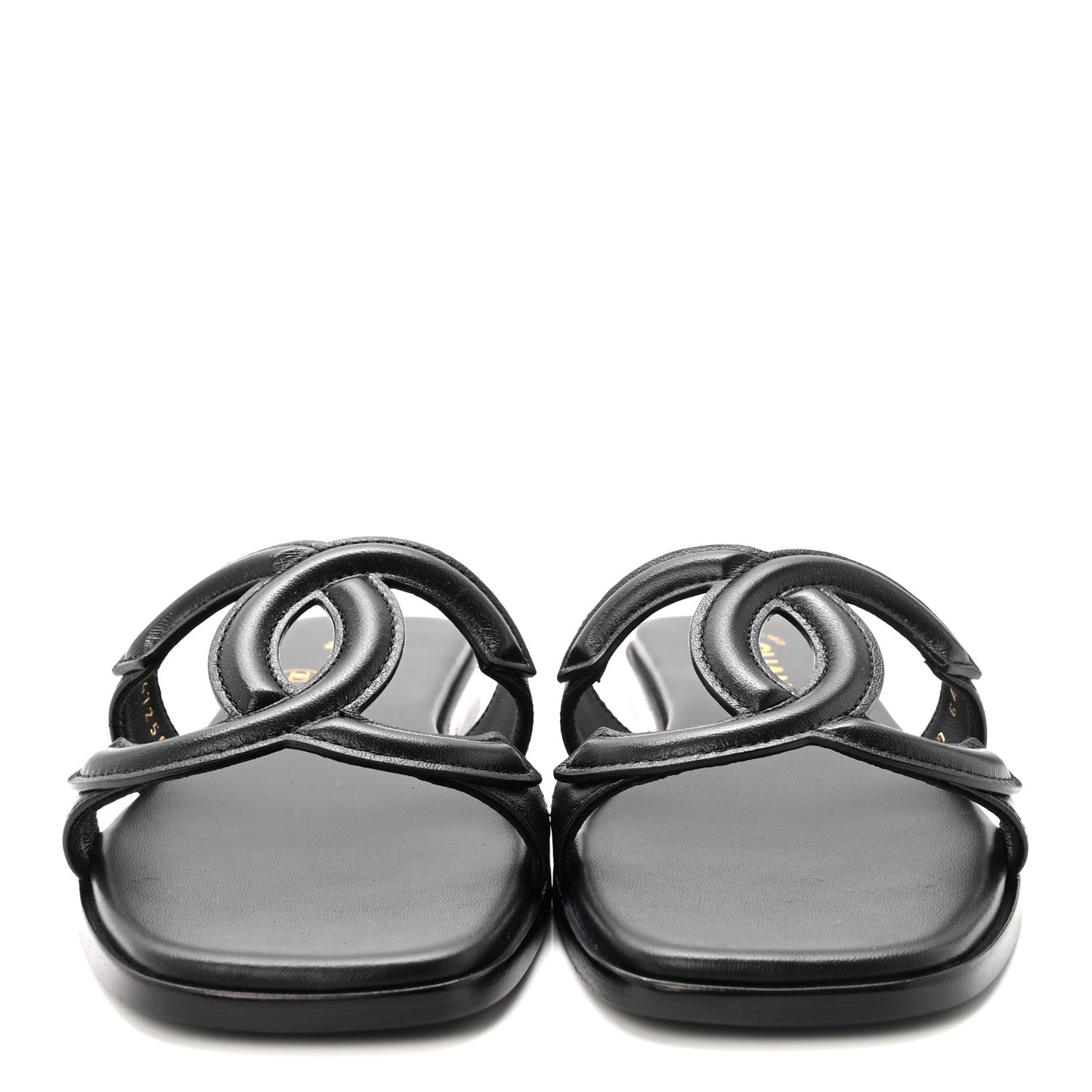 Lambskin CC Cut Out Mules Sandals 36 Black