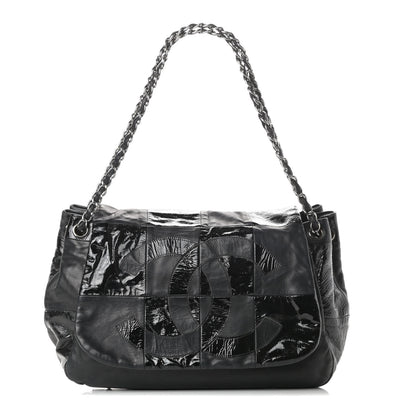 Chanel Lambskin Patent Calfskin Brooklyn Patchwork Accordion Flap Black 1 of 16