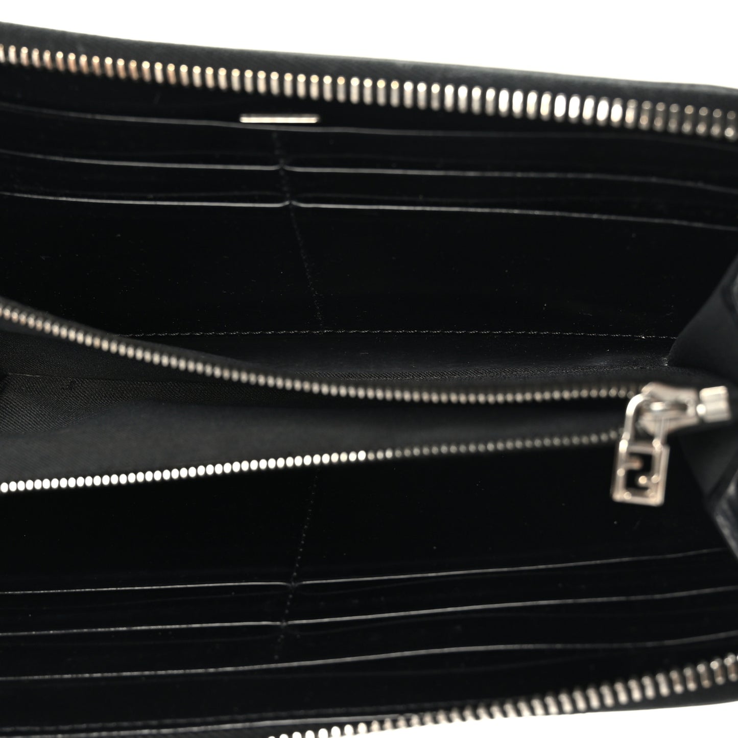FF Embossed Zip Around Wallet Black