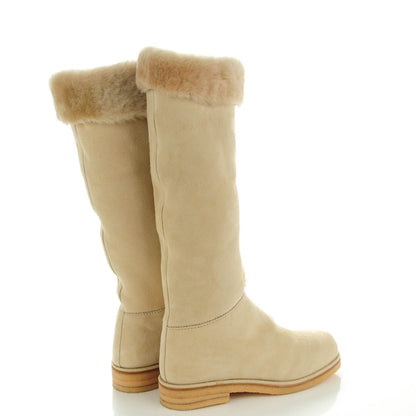Hermes Suede Shearling Knee High Boots 38 4 of 14