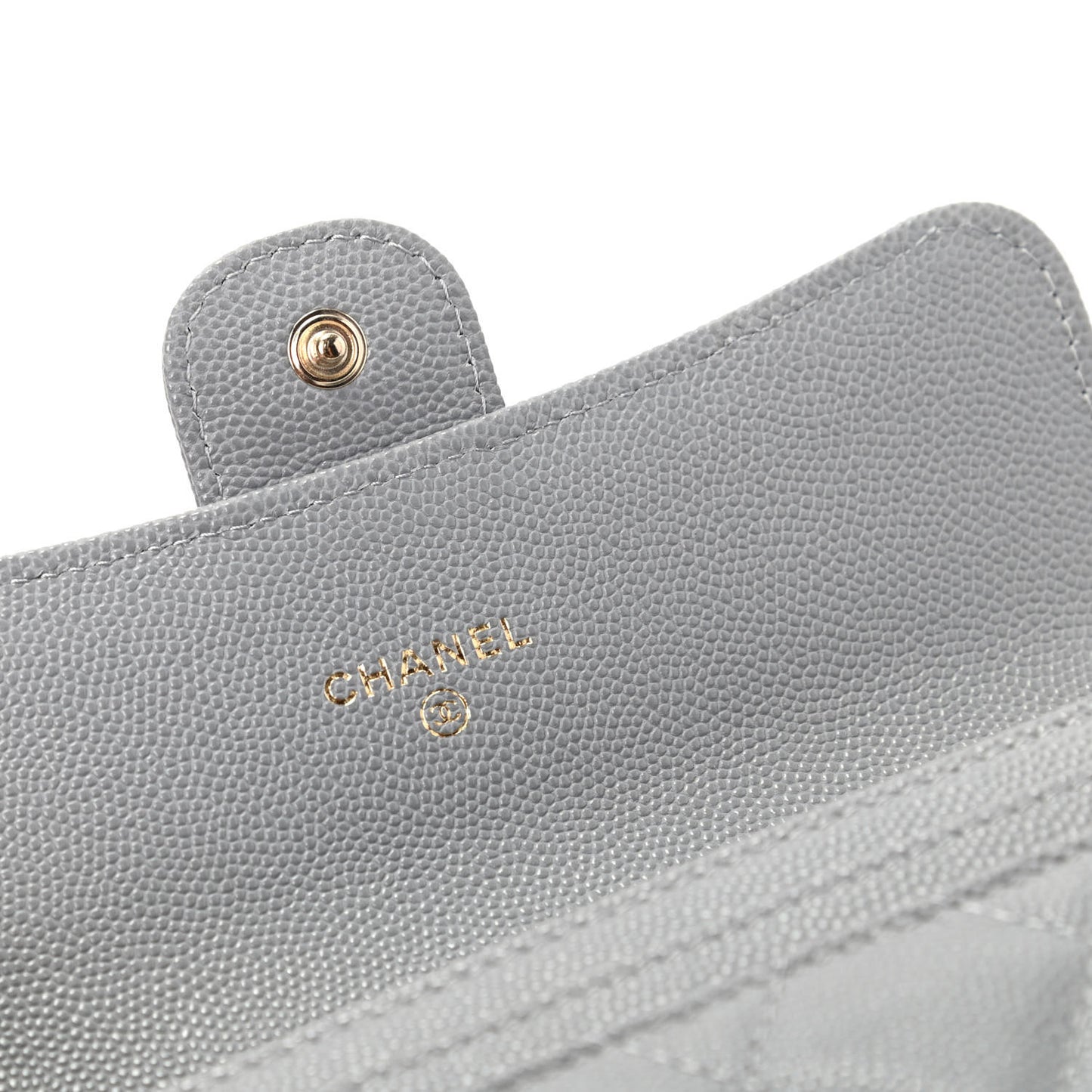 Caviar Quilted Medium Flap Wallet Grey