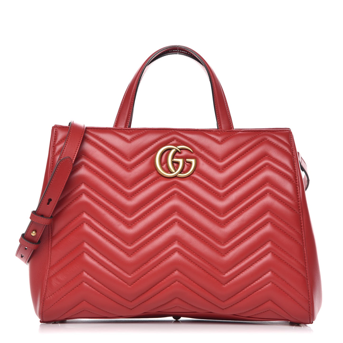 Calfskin Matelasse Medium GG Marmont Tote Hibiscus Red