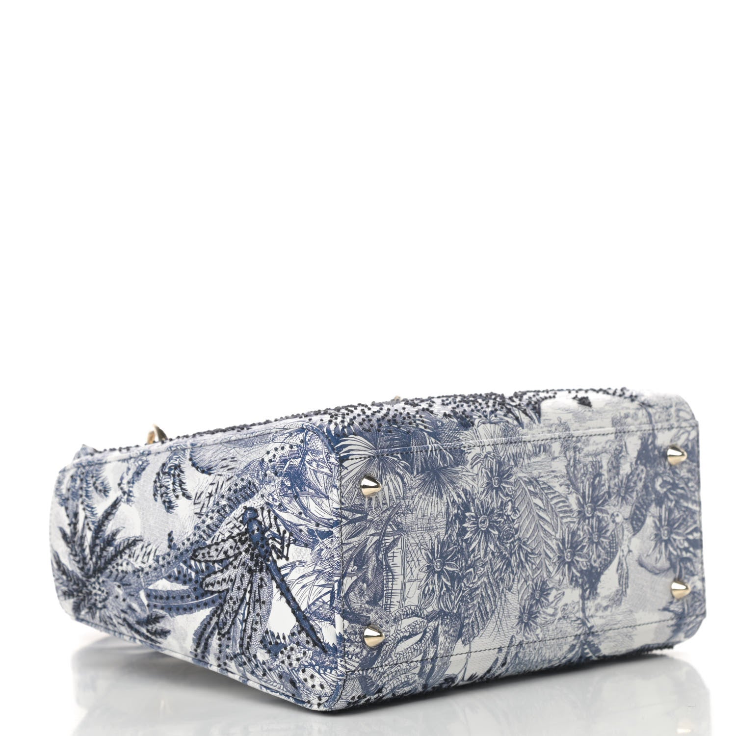 Christian Dior Lambskin Embroidered Medium Palm Tree Toile De Jouy Lady Dior Blue 4 of 11
