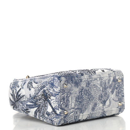 Christian Dior Lambskin Embroidered Medium Palm Tree Toile De Jouy Lady Dior Blue 4 of 11