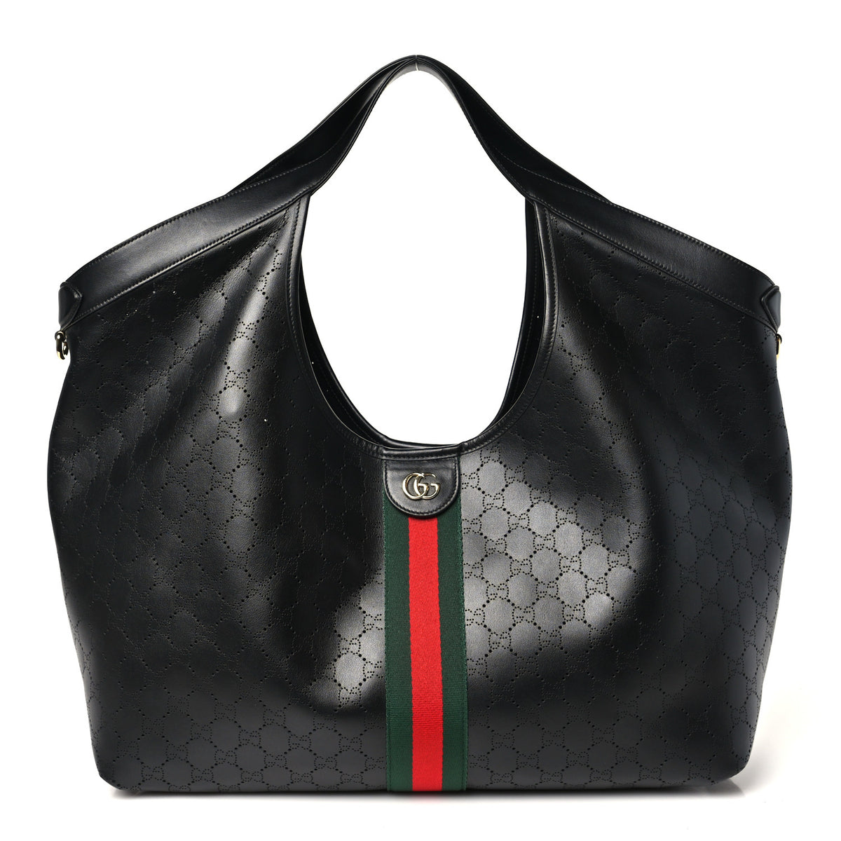 Gucci Soft Perforated Calfskin Large Giglio Tote Black 1 of 10
