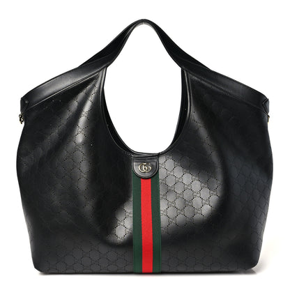 Gucci Soft Perforated Calfskin Large Giglio Tote Black 1 of 10