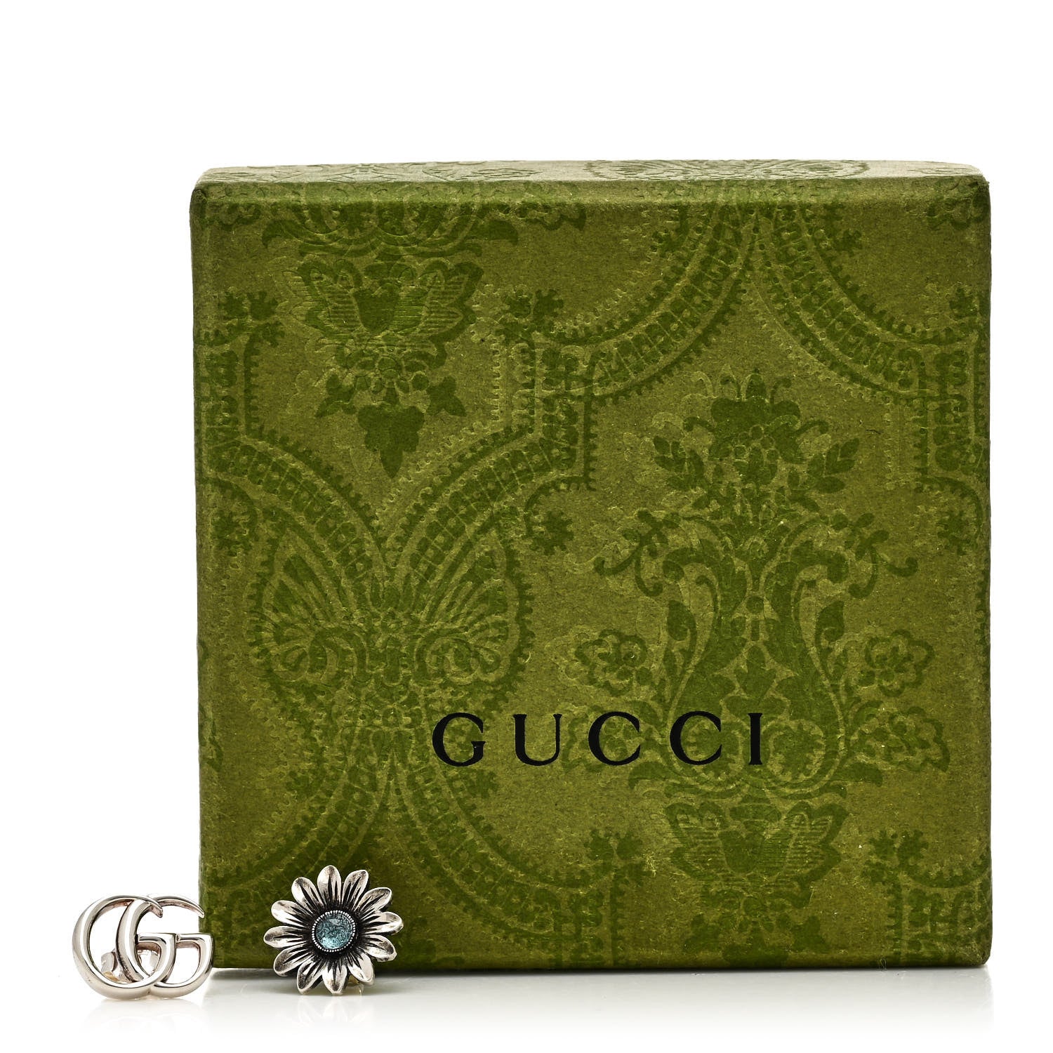 Gucci Sterling Silver Blue Topaz Flower Marmont Double G Earrings 5 of 5