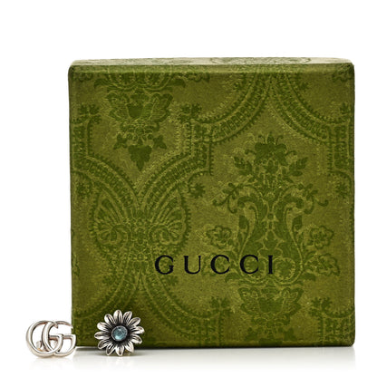 Gucci Sterling Silver Blue Topaz Flower Marmont Double G Earrings 5 of 5
