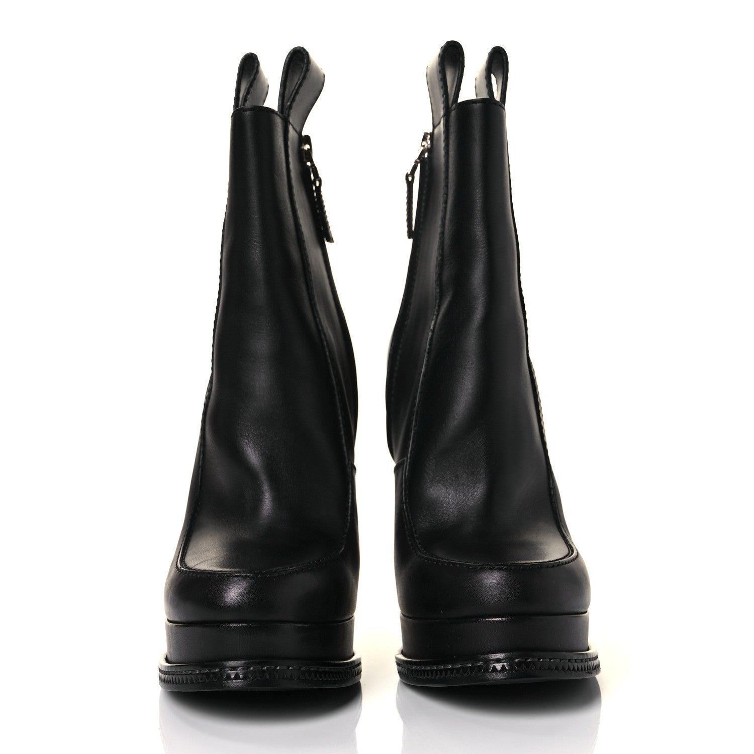 Fendi Calfskin Lucite Wedge Boots 35 Black 2 of 7