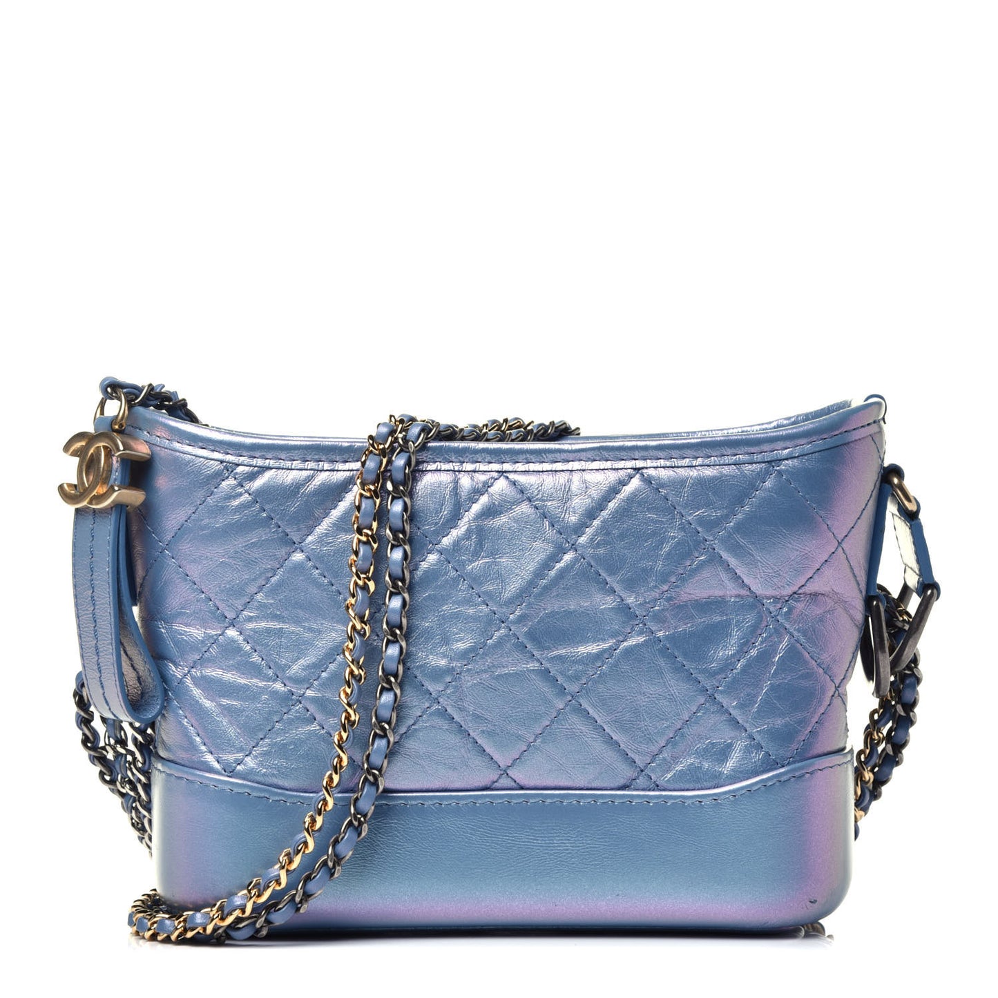 Iridescent Lambskin Calfskin Quilted Small Gabrielle Hobo Blue