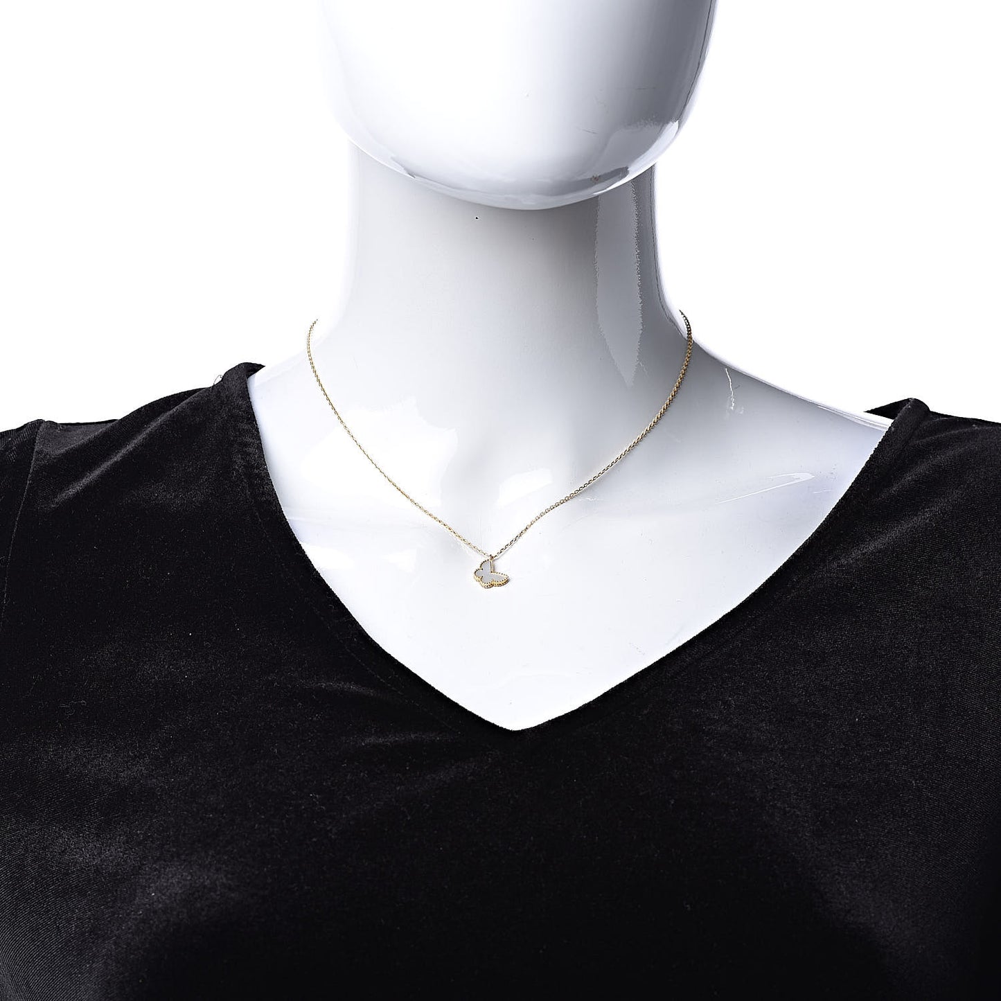 18K Yellow Gold Mother of Pearl Sweet Alhambra Butterfly Pendant Necklace