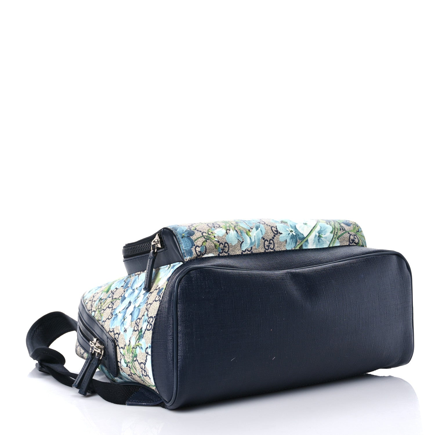 Gucci GG Supreme Monogram Blooms Medium Day Backpack Beige Blue Navy 4 of 10